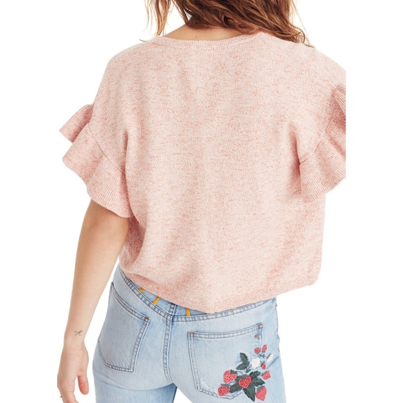 Madewell Cream Ruffle Short Sleeve Sweater - Picture 5 of 6